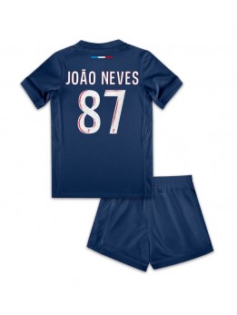 Paris Saint-Germain Joao Neves #87 Heimtrikotsatz für Kinder 2024-25 Kurzarm (+ Kurze Hosen)